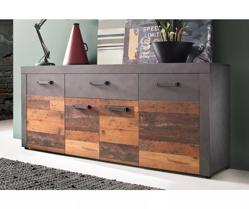 Dressoir wandmeubel landelijk modern bruin grafiet grijs Breedte 178 Diepte 40 cm Hoogte 77 cm