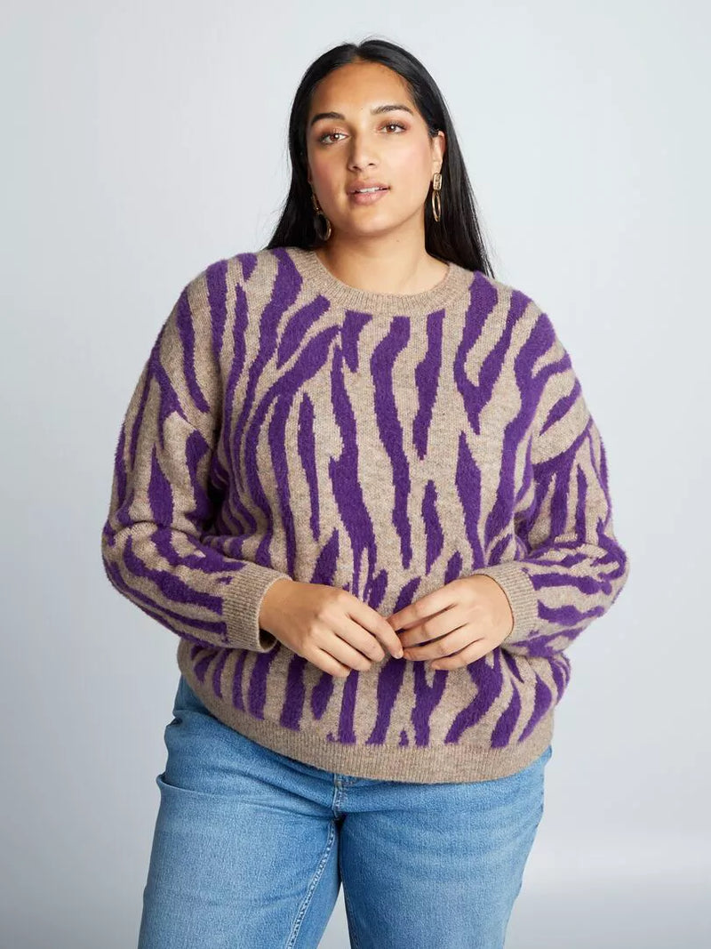 Jersey mujer estampado cebra negro violeta xl xxl xxl xxxl