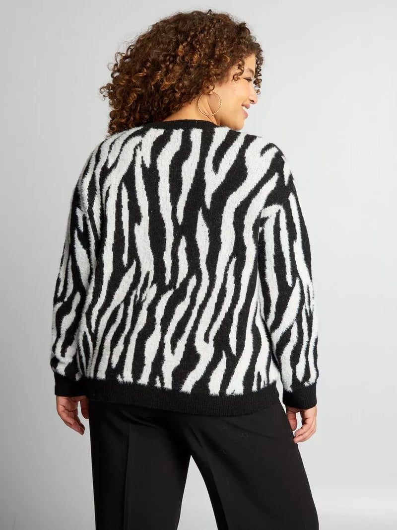 Dames trui zebra print zwart paars xl xxl xxl xxxl