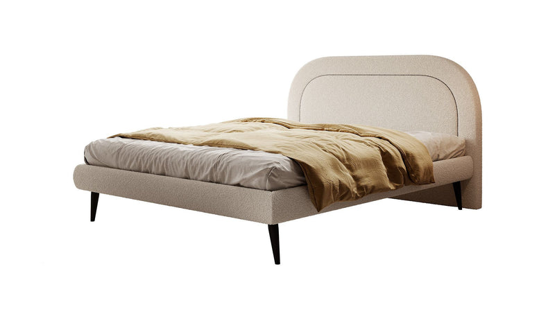 Tweepersoonsbed Novia - Wit teddystof boucle - 160x200 cm