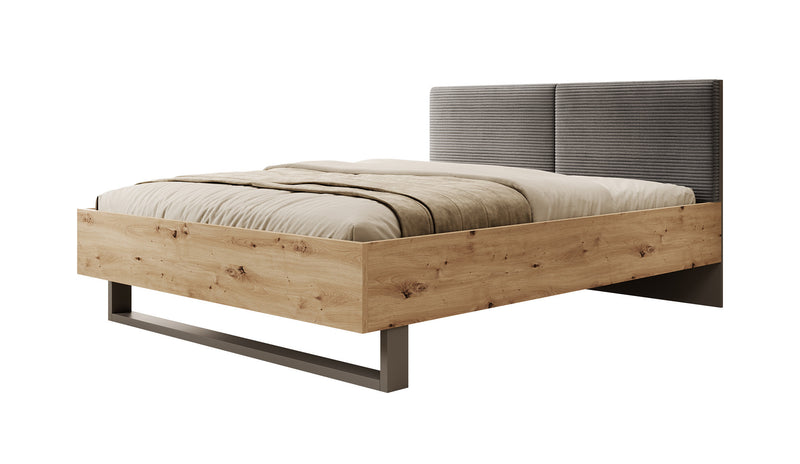 Tweepersoonsbed Roma - Grijs - Eiken - 160x200 cm