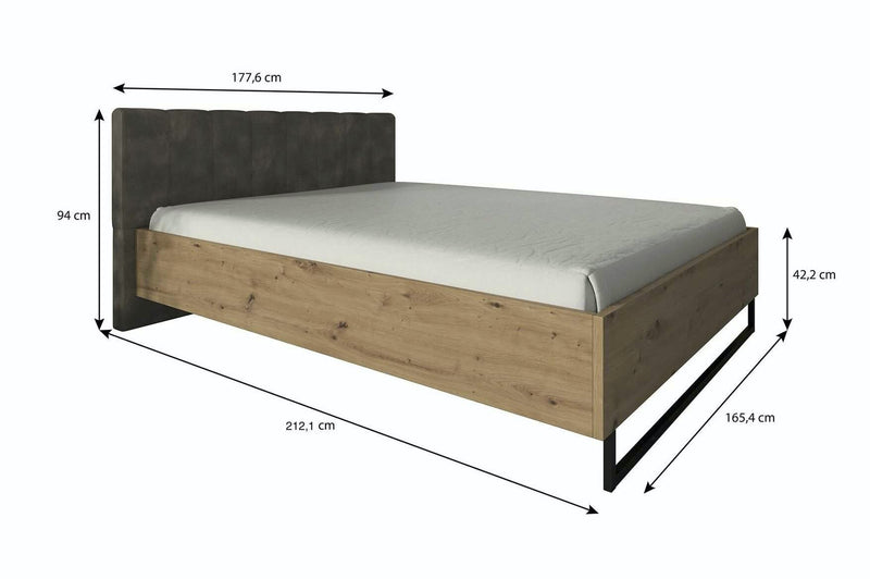Tweepersoonsbed Saturn - Eiken - Zwart - 160x200 cm