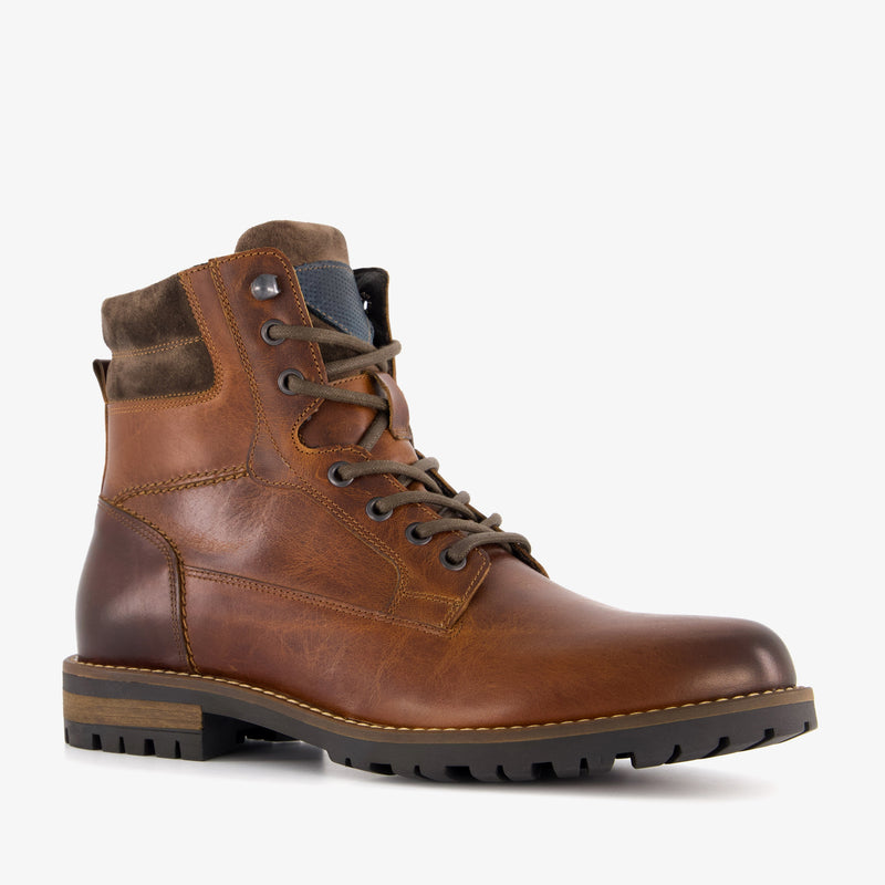 Leren heren veterboots cognac 40 41 42 43 44 45 46