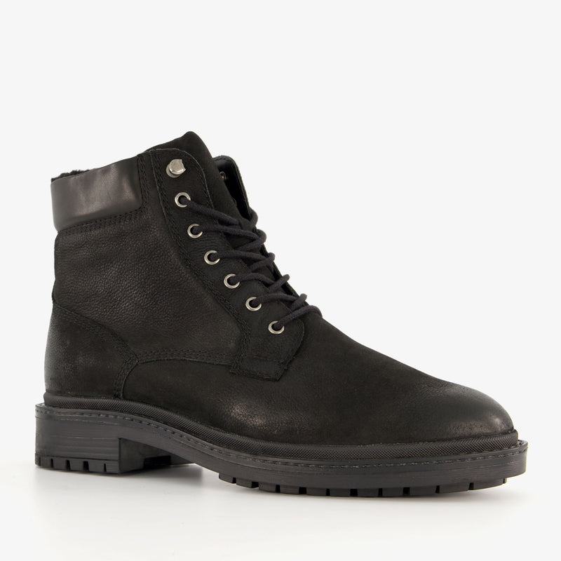 Leren heren veterboots zwart 40 41 42 43 44 45 46