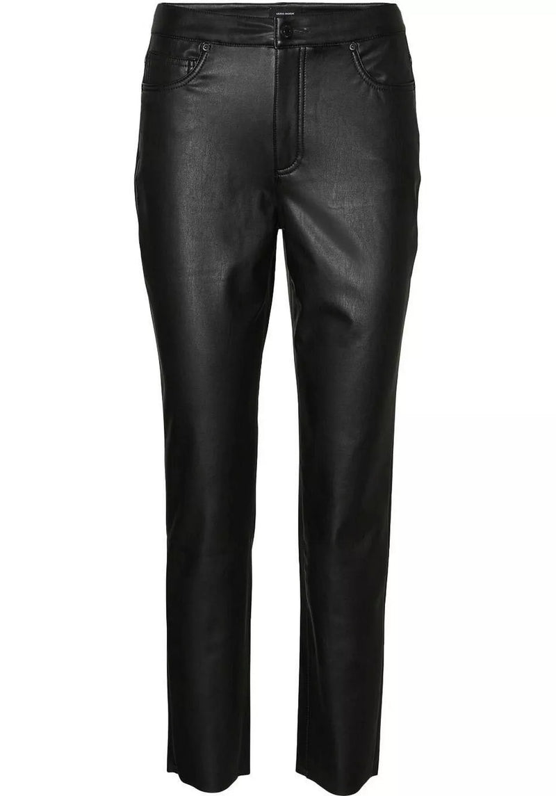 Dames leren broek zwart 30 32 34