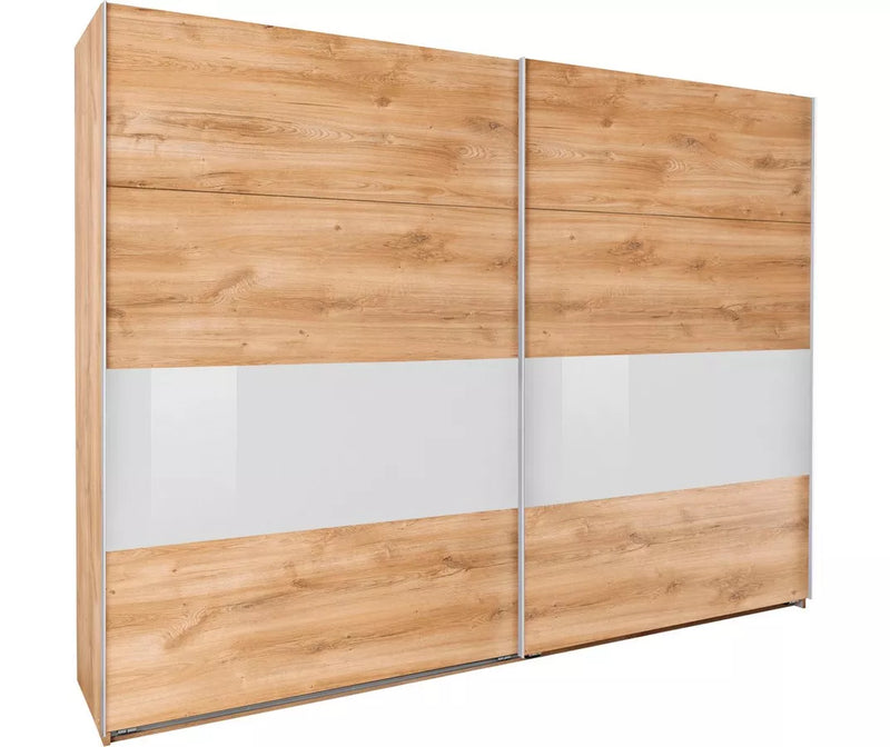 Kledingkast zweefdeurkast modern eiken zwart wit Breedte 270 cm Diepte 64 cm Hoogte 208 cm