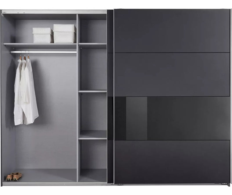 Armario armario con puertas correderas moderno blanco y negro Ancho 270 cm Fondo 64 cm Alto 208 cm