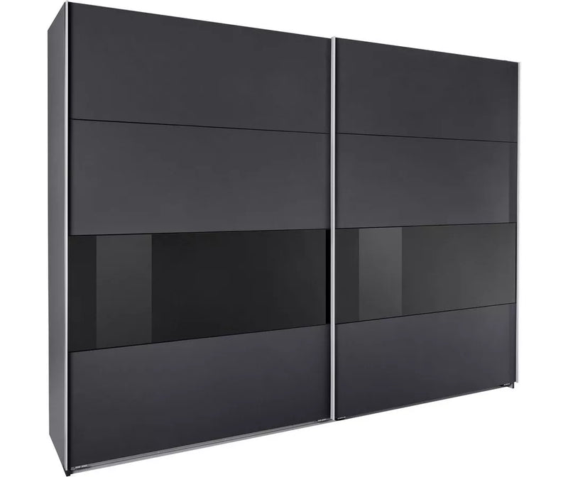 Armario armario con puertas correderas moderno blanco y negro Ancho 270 cm Fondo 64 cm Alto 208 cm