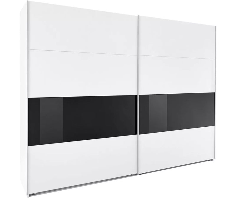 Kledingkast zweefdeurkast modern wit zwart Breedte 270 cm Diepte 64 cm Hoogte 208 cm