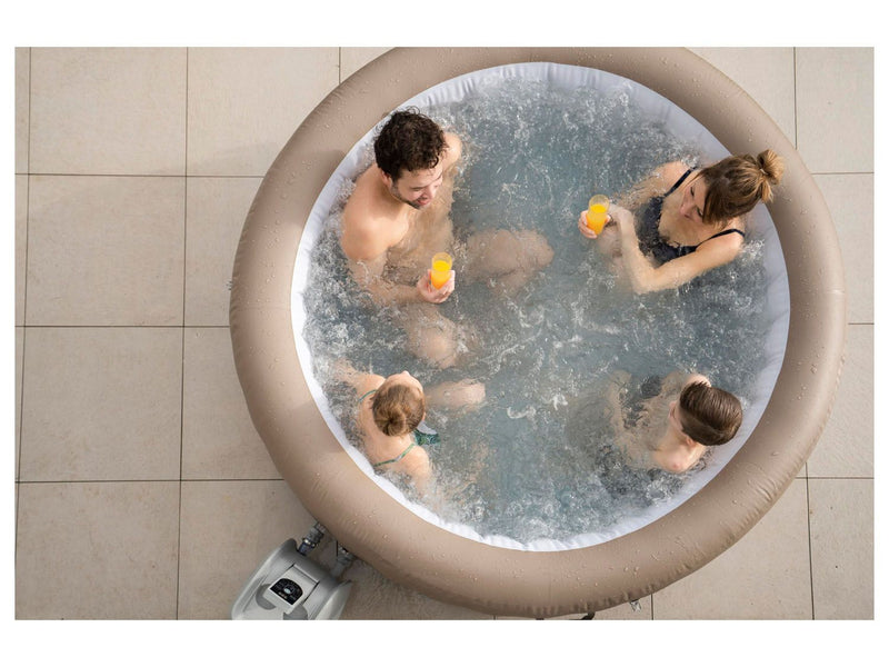 Inflatable jaccuzie for outside and inside white beige dimensions 196 x 71 cm 6 people max heat 40 degrees