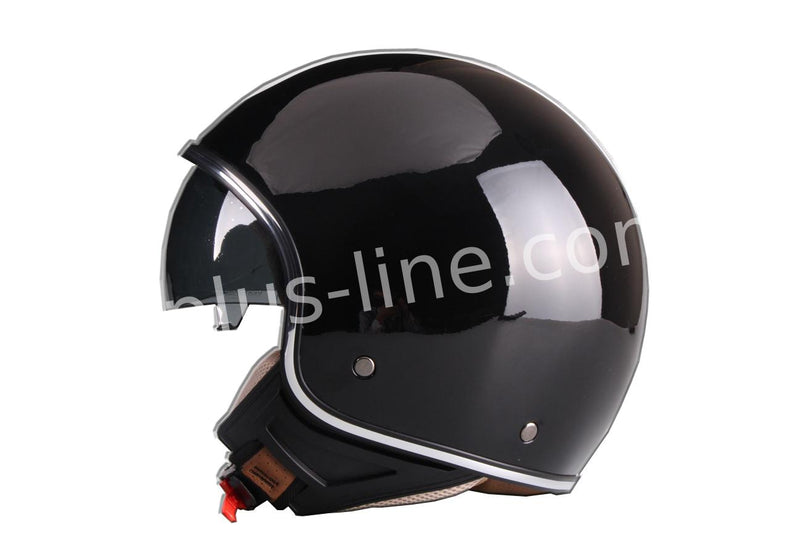 Scooter bromfiets zomerhelm jet helm vito special glans zwart roof boxer mat zwart maten s m l xl | Scooterhelm