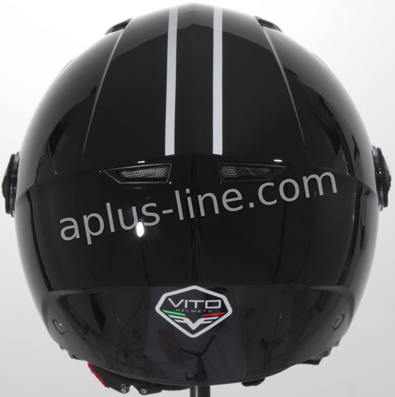 Scooter ciclomotor casco de verano casco jet vito moda techo boxer negro brillo x forro negro tallas xs sml xl xxl | casco de scooter