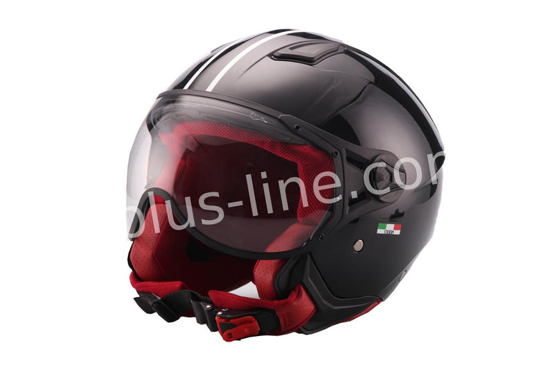 Scooter bromfiets zomerhelm jet helm vito moda notte roof boxer maten xs s m l xl xxl | Scooterhelm