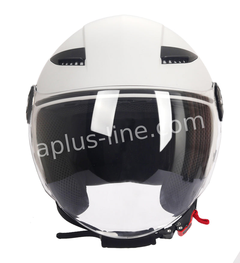 Scooter bromfiets zomerhelm jet helm vito bravo roof boxer glans wit matt zwart maten xs s m l xl | Scooterhelm