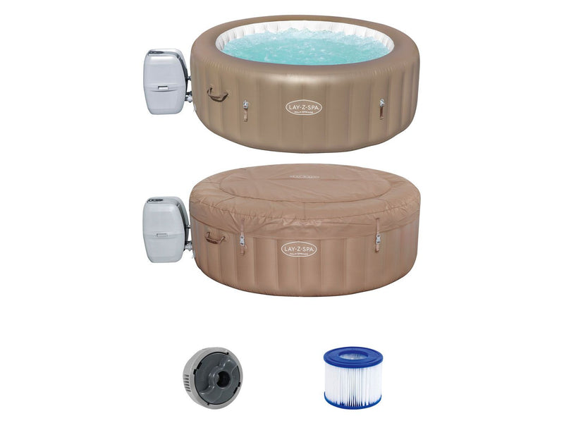 Jacuzzi opblaasbaar wit beige afmetingen 196 x 71 cm 6 personen 916 liter max warmte 40 graden