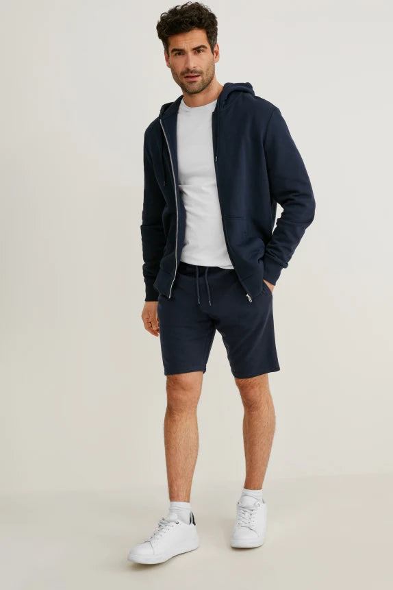 Heren korte joggingbroek met zakken marineblauw s m l xl xxl