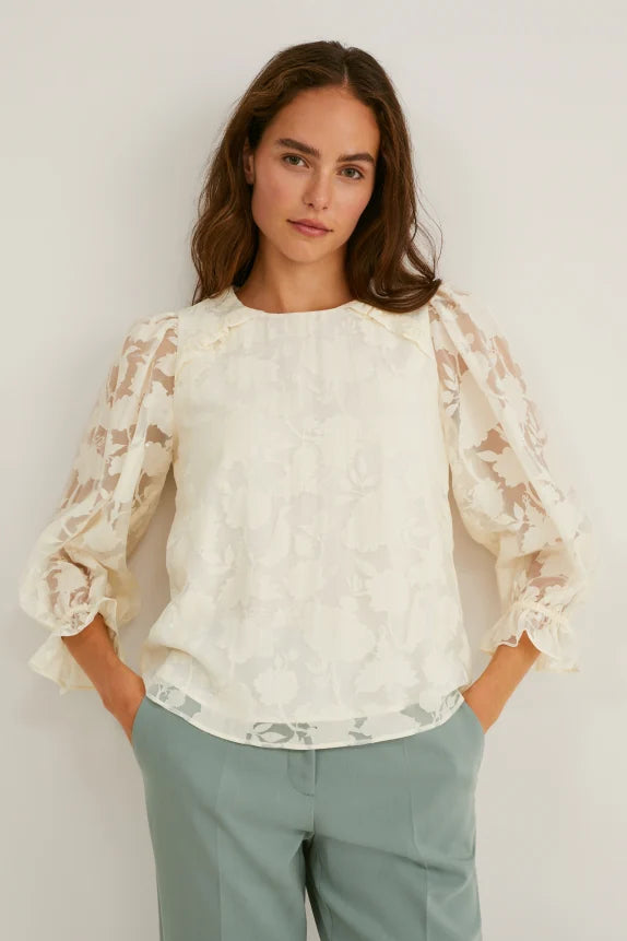 Blusa de mujer marca Clemens &amp; August floral verde pantano blanco xs sml xl xxl