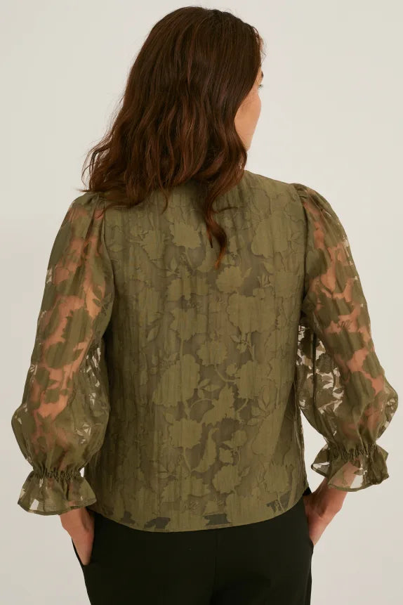 Clemens & August merk dames blouse gebloemd moeras groen wit xs s m l xl xxl