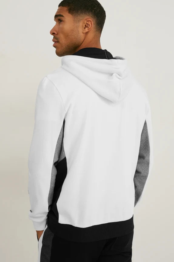 Conjunto de ropa para correr para hombre con capucha blanco negro sml xl xxl