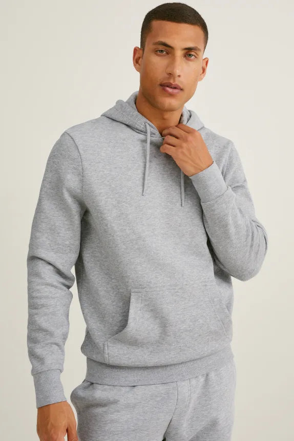 Heren hoodie sweater trui met capuchon grijs s m l xl xxl