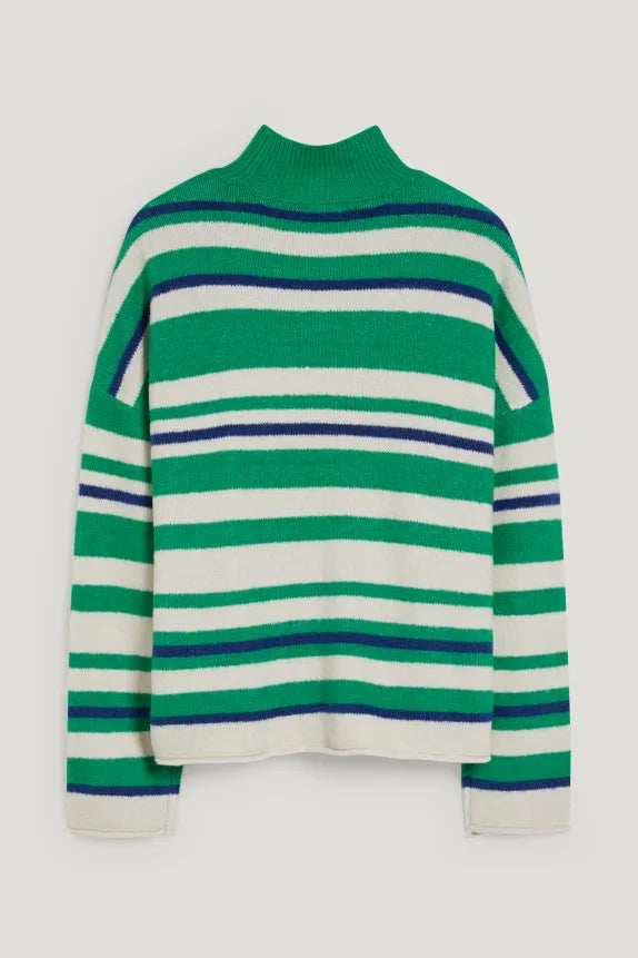 Clemens &amp; August marca mujer suéter de cuello alto suéter con cuello de embudo sudadera con capucha verde blanco xs sml xl