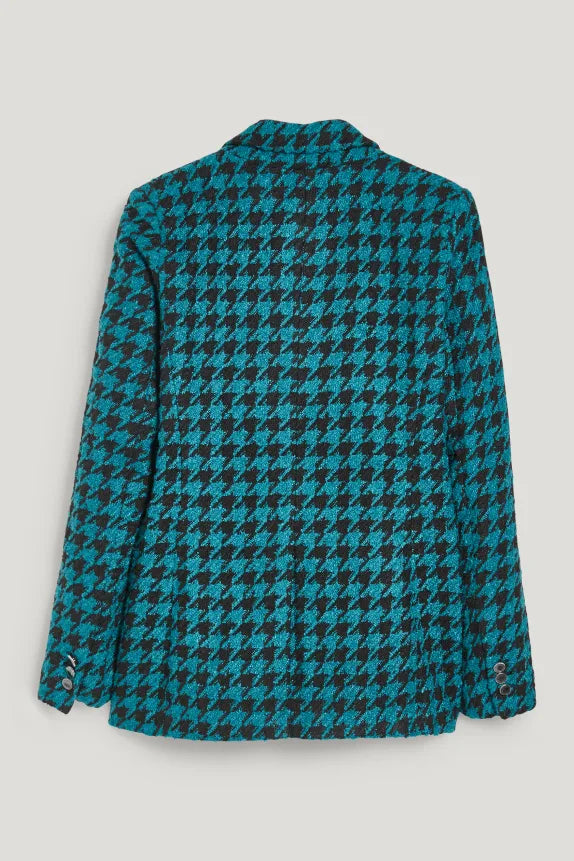 Clemens & August merk dames blazer geruit donkerturquoise blauw zwart xs s m l xl xxl xxxl