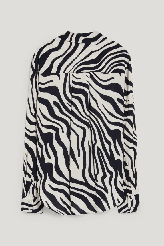 Clemens & August merk dames blouse overhemd zebra zwart blauw wit xs s m l xl xxl