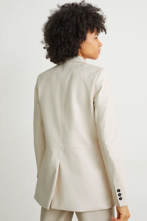 Clemens &amp; August marca blazer extragrande para mujer cuero crema blanco xs sml xl xxl xxxl