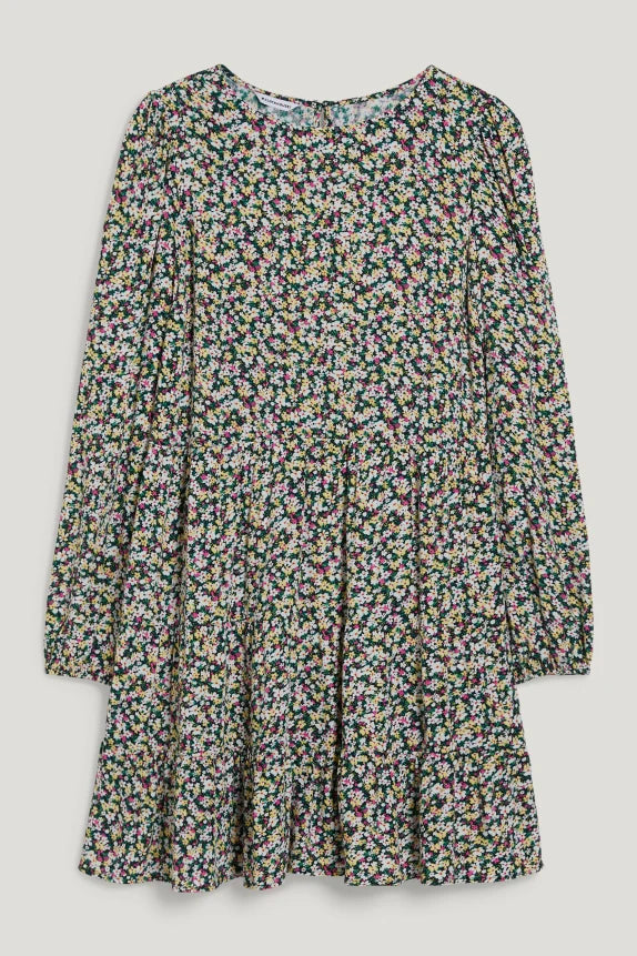 Vestido de mujer de la marca Clemens &amp; August floral negro verde claro xs sml xl