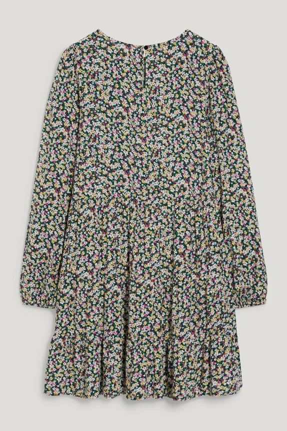 Vestido de mujer de la marca Clemens &amp; August floral negro verde claro xs sml xl