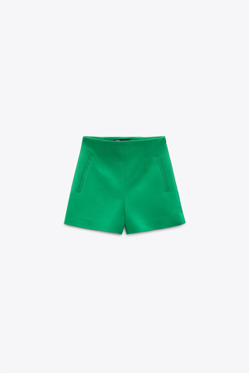 Córdoba merk dames korte broek broekrok roze groen met hoge taille en paspelzakken xs s m l xl