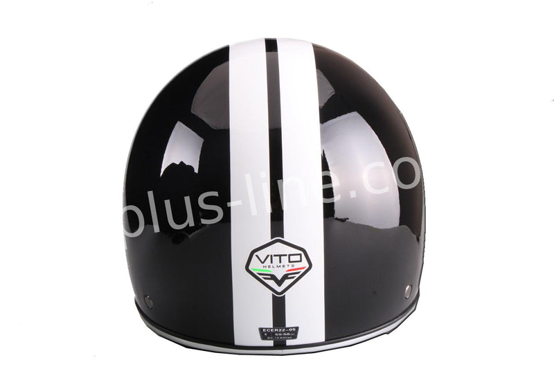 Scooter bromfiets zomerhelm jet helm vito special glans zwart roof boxer mat zwart maten s m l xl | Scooterhelm