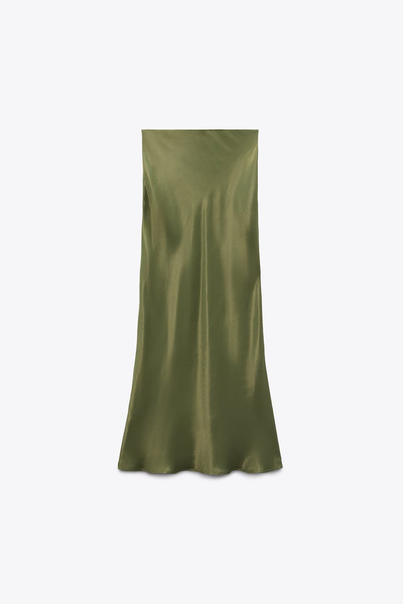 Córdoba merk dames lange rok met hoge taille khaki groen xs s m l xl