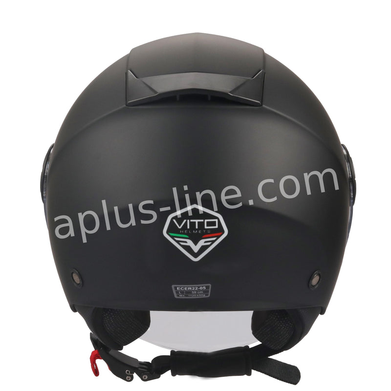 Scooter bromfiets zomerhelm jet helm vito bravo roof boxer glans wit matt zwart maten xs s m l xl | Scooterhelm