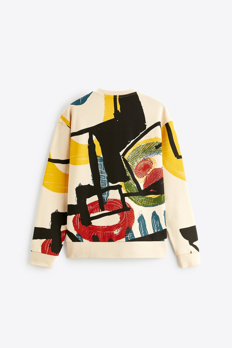 Heren sweater beige grafische print van picasso s m l xl