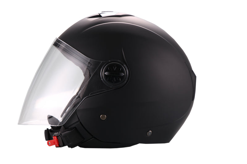 Scooter bromfiets zomerhelm jet helm vito palermo roof boxer mat zwart wit maten xs s m l xl xxl | Scooterhelm