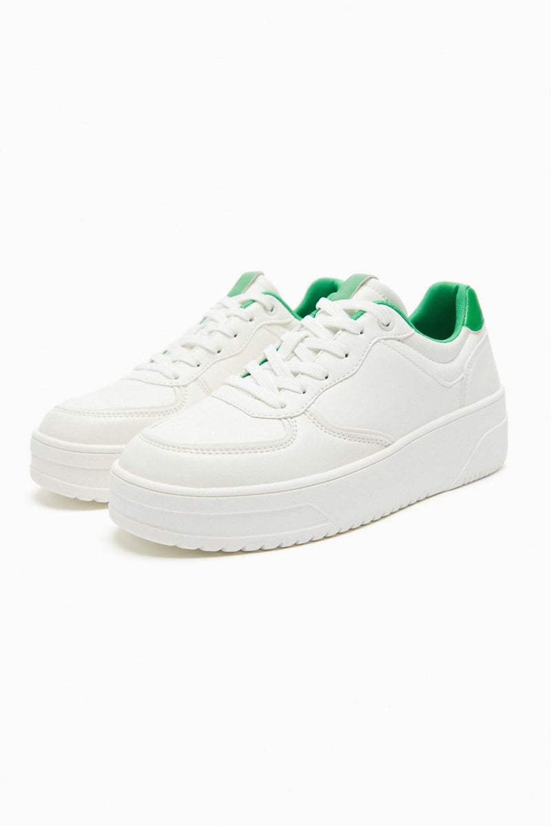 Córdoba merk dames lage sneakers veterschoenen wit groen maten 35 t/m 42