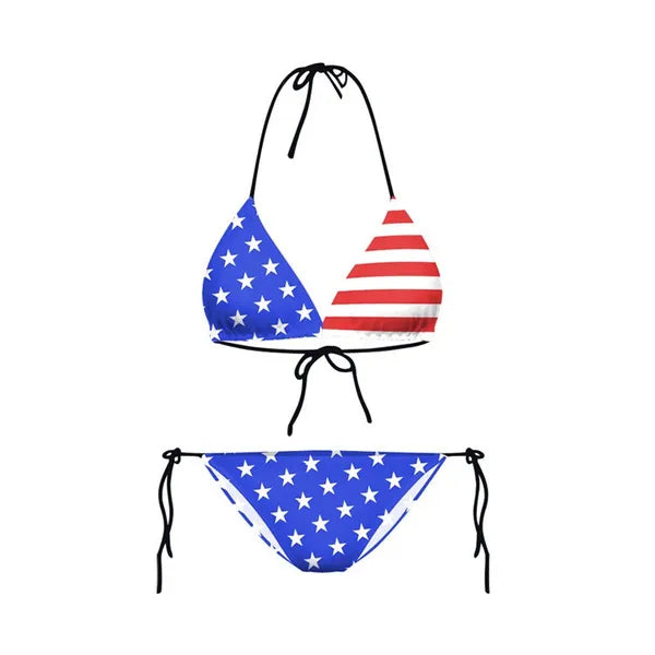 United States America USA Ladies Bikini Set Swimsuit Swimwear Red Blue White S M L | Women's clothing