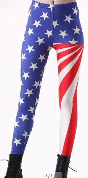 United States America USA ladies pants legging flags print red blue white s m l xl 2xl 3xl 4xl | Women's clothing