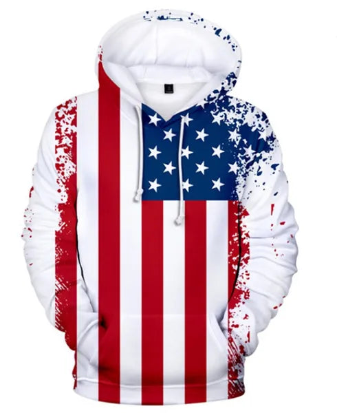 United States America USA mens hoodie sweater sweater white red blue s m l xl 2xl 3xl 4xl 5xl | Menswear