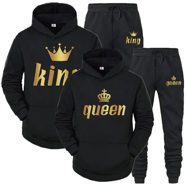 Relationship Valentine's Day King & Queen jogging suit tracksuit yellow gray navy blue red pink white black s m l xl 2xl 3xl 4xl | Unisex