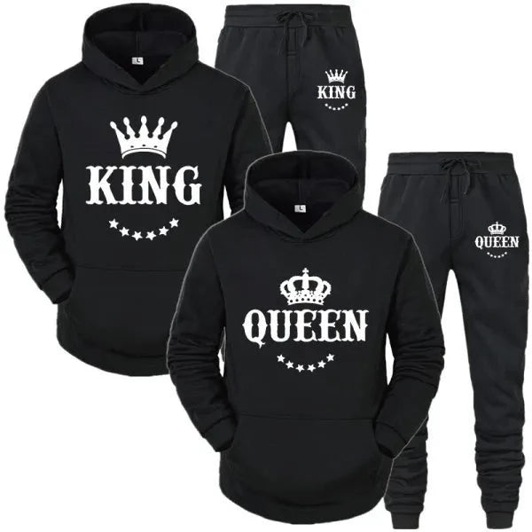 Relationship Valentine's Day King & Queen jogging suit tracksuit yellow gray navy blue red pink white black s m l xl 2xl 3xl 4xl | Unisex