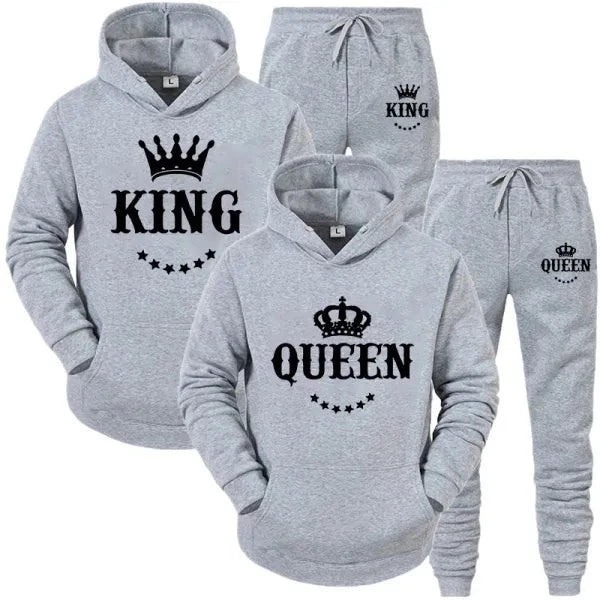 Relationship Valentine's Day King & Queen jogging suit tracksuit yellow gray navy blue red pink white black s m l xl 2xl 3xl 4xl | Unisex