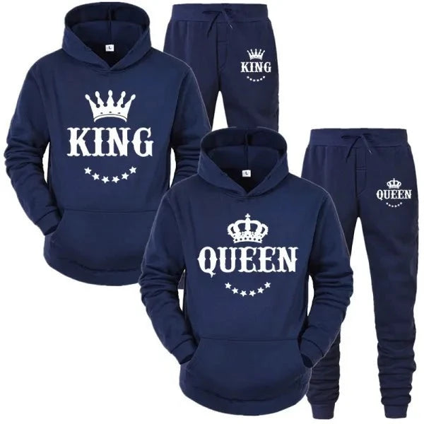 Relationship Valentine's Day King & Queen jogging suit tracksuit yellow gray navy blue red pink white black s m l xl 2xl 3xl 4xl | Unisex