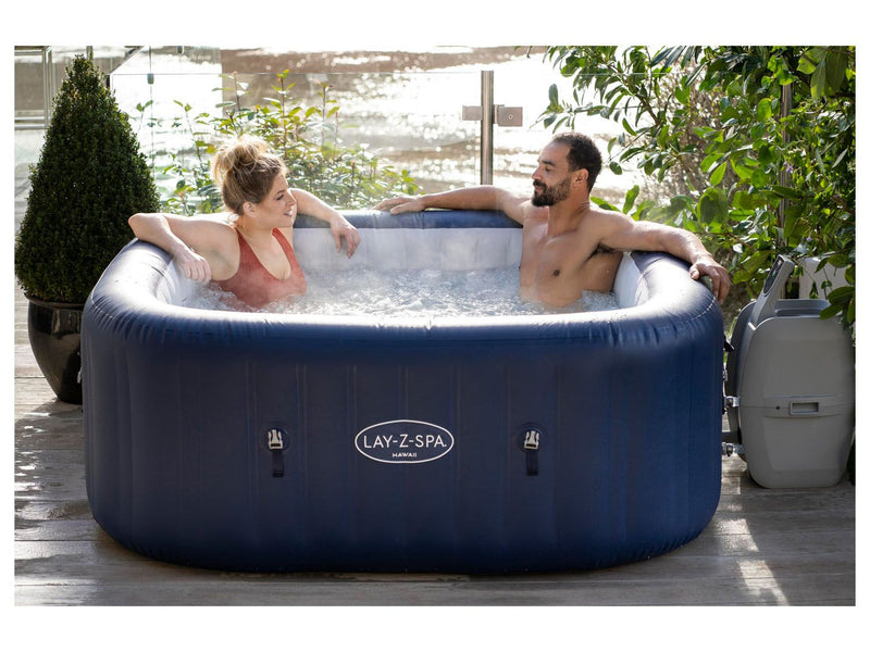 Jacuzzi opblaasbaar wit blauw afmetingen 180 x 71 cm 6 personen  840 liter max warmte 40 graden