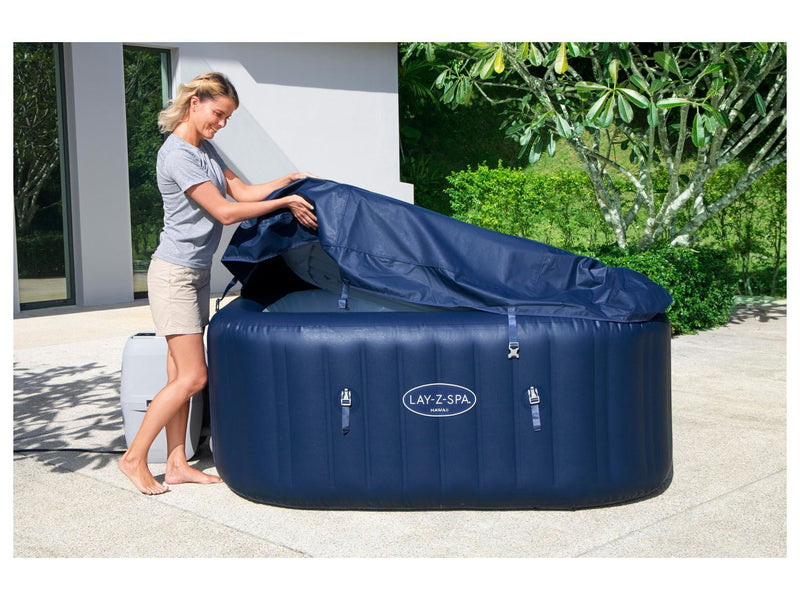 Jacuzzi inflable para exterior e interior blanco azul dimensiones 180 x 71 cm 6 personas 840 litros calor máximo 40 grados 