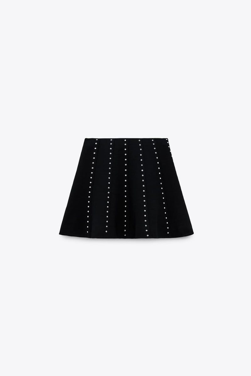 Córdoba merk dames rok met hoge taille en studs zwart xs s m l xl