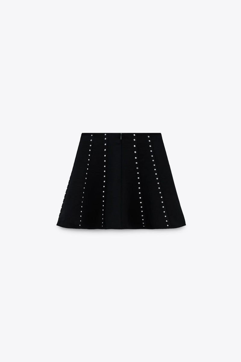 Córdoba merk dames rok met hoge taille en studs zwart xs s m l xl