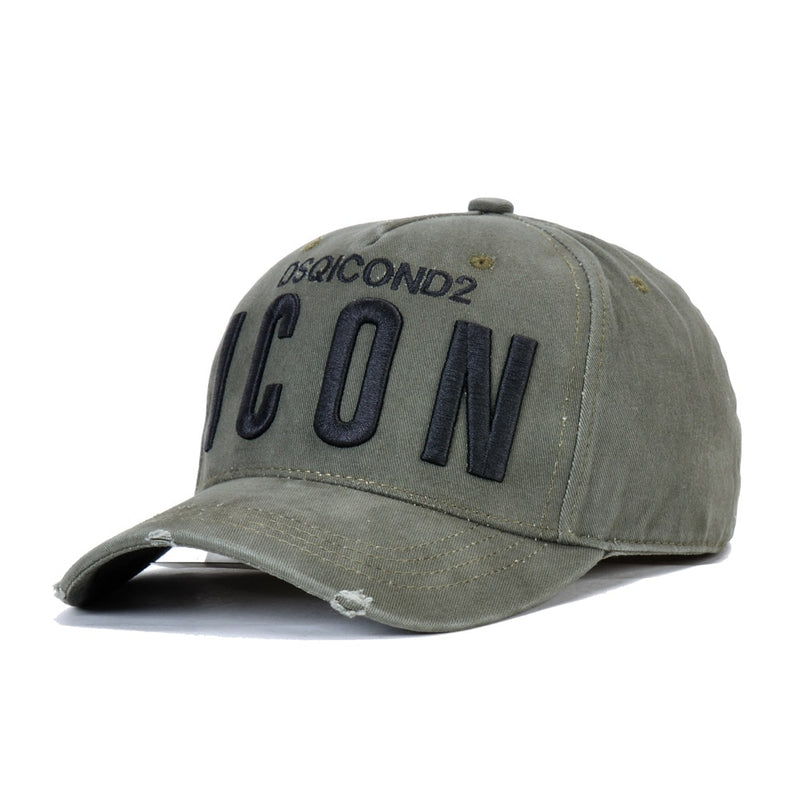 Gorra de hombre béisbol estampado texto negro gris