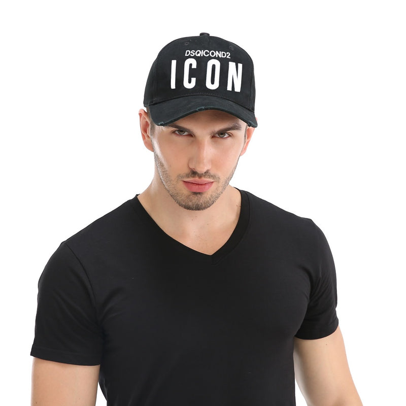 Gorra de hombre béisbol estampado texto negro gris